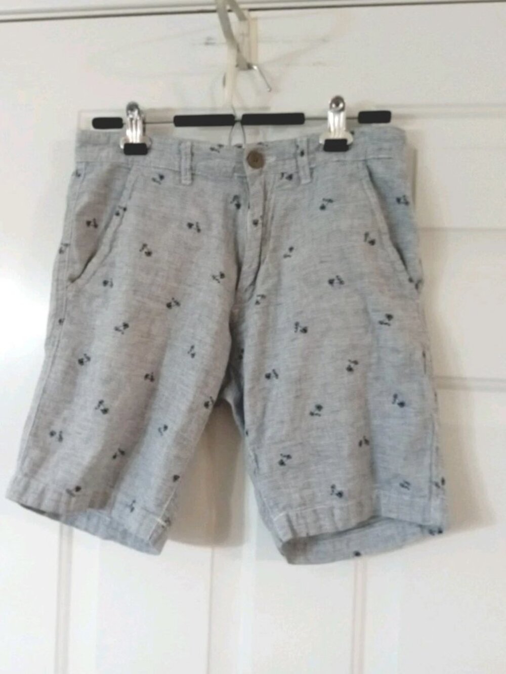 Point Zero Linen Blend Shorts Men's Size 30 Waist Gray Striped Chino Shorts